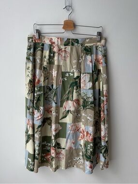 Koret Patchwork Floral Midi Skirt High Waist Cottagecore A-Line Pockets
